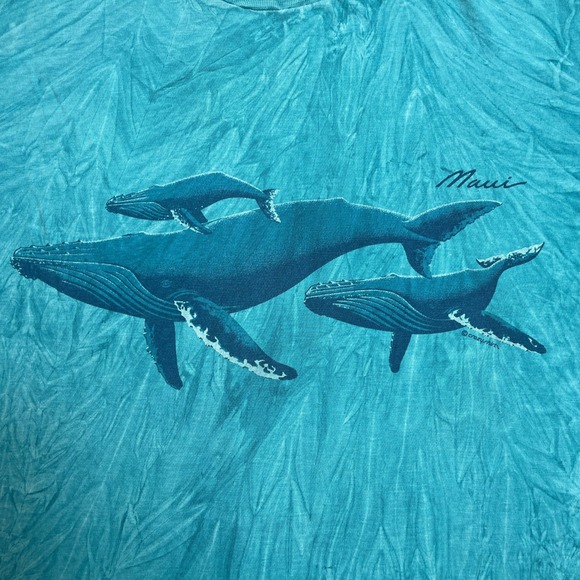 Vintage Single Stitch Whale Shirt Mens Medium Blue Ocean Marine Sea Life Dolphin - Picture 2 of 10